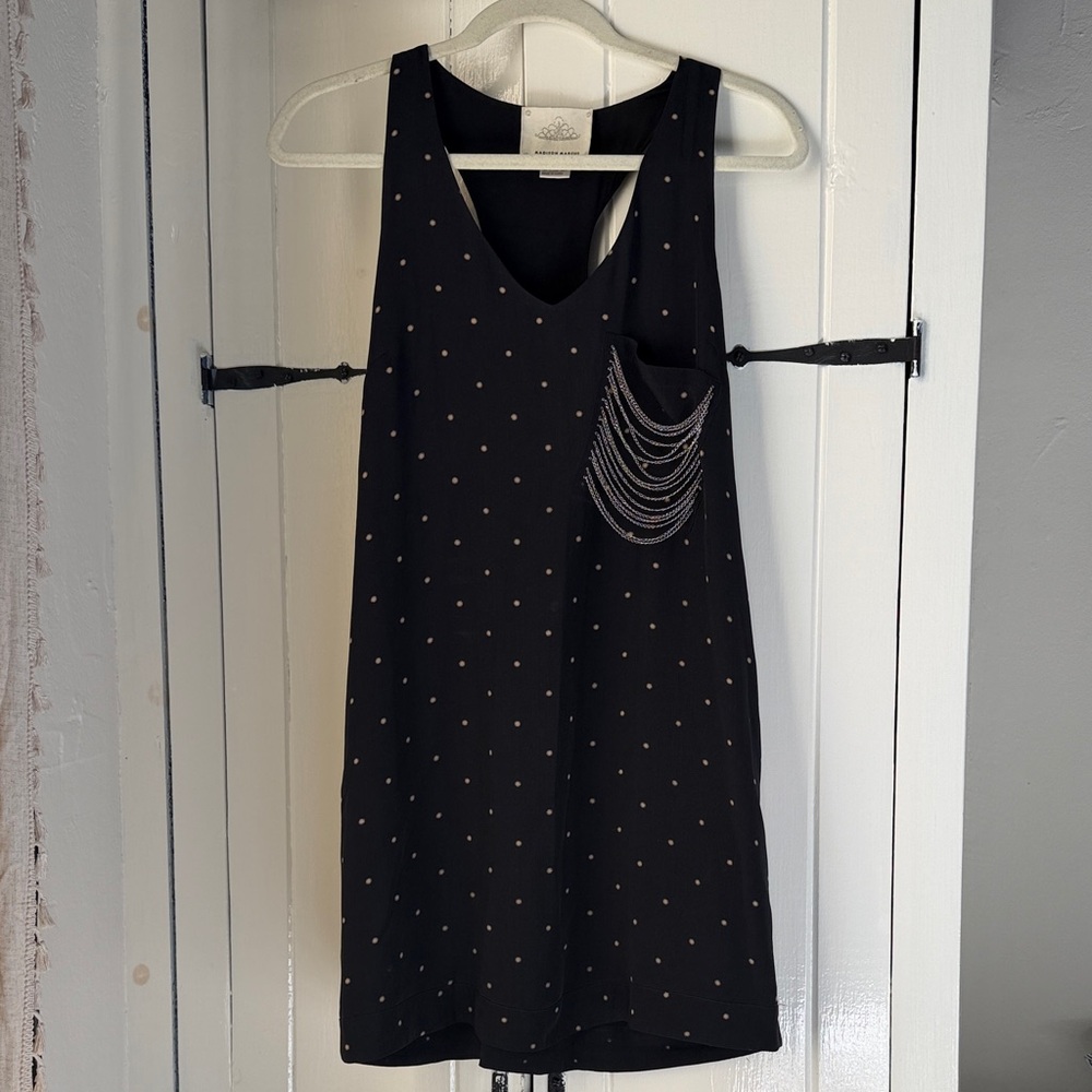Madison Marcus Polka Dot Black Silk Dress